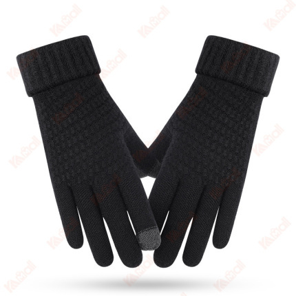 black new knitted wool gloves